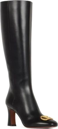 Valentino Garavani VLogo Signature Enkellaars - Dames - Laarzen met Hak - Zwart - 36 1/2 EU - Leer - Schoenen