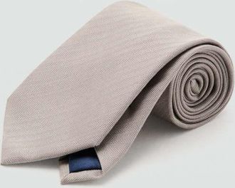 Mango Cravatta microtexture misto seta beige - Uomo - Taglia unica - MANGO MAN