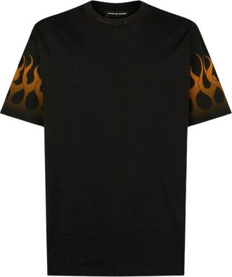 Vision Of Super Zwart Vlam Oversized Katoenen T-Shirt - Heren - T-shirts - Zwart - L - Katoen - Tops