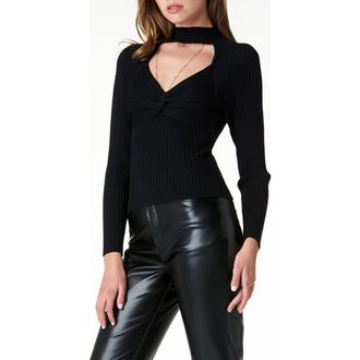 Tart Aurelie Mock Neck Keyhole Sweater Top in Black at Nordstrom Rack, Size Large