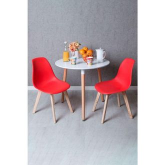 Regalos Miguel Regalos Miguel - Descuento Extra - Conjunto Mesa Tower Redonda 80 Cm Blanca Y Pack 2 Sillas Kelen - Rojo