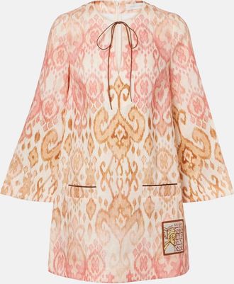 Zimmermann Vestido de playa Aster de lino estampado