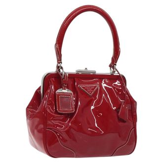 Prada Vintage Patent Leather Red Patent_Leather Handbag (Pre-Owned)