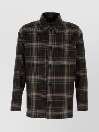 Fendi wool shirt with embroidered checked pattern