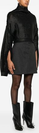 Max Mara Womens Cropped Cotton Sweater - Black - Size Medium