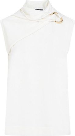 Jil Sander Draped Knitted Coconut Virgin Wool Tank Top