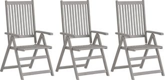 vidaXL Sillas De Jard&iacute;n Reclinables 3 Pcs Acacia Masiva Gris