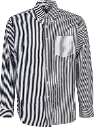 E.L.V. Denim Contrast Gestreept Katoenen Overhemd - Dames - Casual Overhemden - Zwart - ONE Size - Katoen - Overhemden