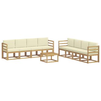 vidaXL Conjunto De Sof&aacute;s De Exterior Con Coj&iacute;n 9 Pcs Blanco Y Crema Vidaxl