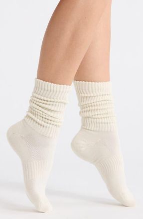 Nordstrom Athleisure Slouch Rib Crew Socks in Ivory Tofu at Nordstrom, Size 9