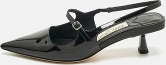 Jimmy Choo London Black Patent Leather Didi Slingback Pumps