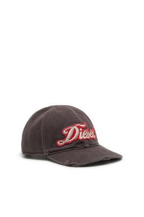 Diesel Distressed baseball cap with embroidered patch - Caps - Man - Grey