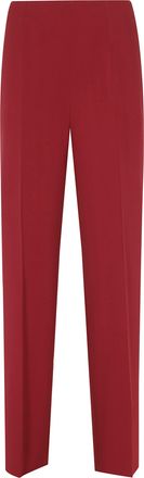 Alberta Ferretti Red Cady Stretch Back Pockets Viscose Straight-Leg Trousers