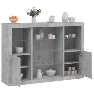 Berkfield Home Sideboards with LED Lights 3 pcs Concrete Grey Engineered Wood