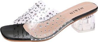 Generic Womens Glitter Slippers with Heel, Womens Summer Slippers, Flat Non-Slip Beach Shoes, High Chunky Heels Shoes with Thick Soles, Sandals, Casual Womens