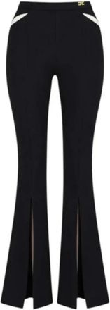 Elisabetta Franchi Broek met Cut-Outs en Slitten - Dames - Wijde Broeken - Zwart - XL - Broeken
