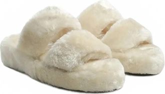 London Rag Womens Fur Slip-On Flats In White