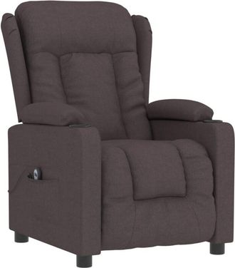 vidaXL Sill&oacute;n Reclinable El&eacute;ctrico Tela Marr&oacute;n Oscuro Vidaxl