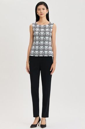 Ming Wang Monochrome Geometric Knit Tank in Ivory/black at Nordstrom, Size Xx-Small