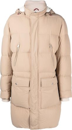 Brunello Cucinelli zip-up padded down coat - men - Polyamide/Polyamide/Spandex/Elastane/Nylon/Goose Down/Cotton/Feather/Cashmere/Virgin Wool/Silk