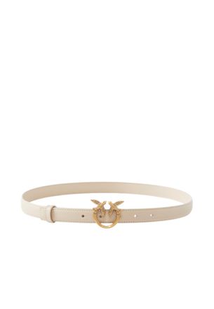 Pinko Love Berry H2 Womens Calf Belt Set (1 Pack), Beige - Smoke Grey - Antique Gold, M