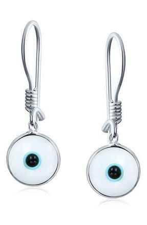 Bling Jewelry Sterling Silver Evil Eye Drop Earrings in White at Nordstrom Rack