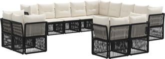 vidaXL Conjunto De Sof&aacute;s De Jard&iacute;n 13 Uds. Negro Rat&aacute;n Sint&eacute;tico Vidaxl