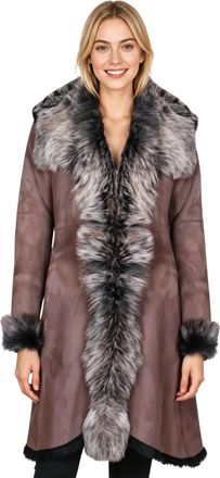 Infinity Leather Womens Brown Gold Toscana Sheep Suede Leather Trench Coat- Celeste