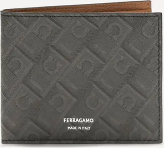 Ferragamo Portafogli bifold in pelle con motivo Gancini Man UNI