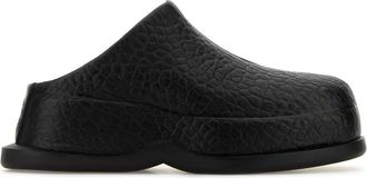 Alexander McQueen Black Leather Wave Slippers
