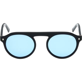 Abercrombie & Fitch 49mm Pilot Sunglasses in Shiny Black /Blue at Nordstrom