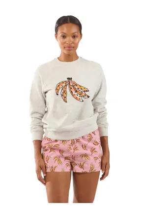 Le Superbe Beaded Bananas Sweatshirt In Heather Gray
