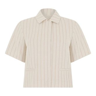 Max Mara Shirts, female, Beige, Size: XS Cotton Short-Sleeve Shirt