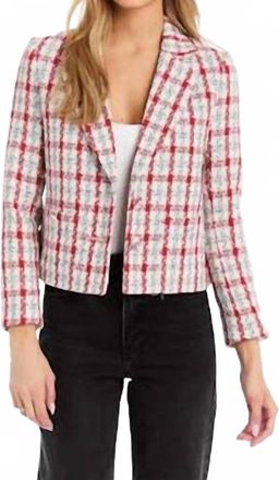 Drew Lina Plaid Blazer In Crimson