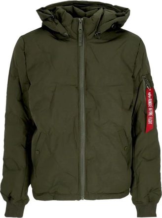 Alpha Industries Logo Puffer Donsjas Donker Olijf - Heren - Winterjassen - Groen - M - Jassen