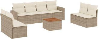 vidaXL Set De Sof&aacute;s De Jard&iacute;n 9 Pzas Con Cojines Rat&aacute;n Sint&eacute;tico Beige Vidaxl