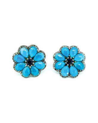 Arthur Marder Fine Jewelry Silver 0.85 Ct. Tw. Diamond & Gemstone Flower Earrings