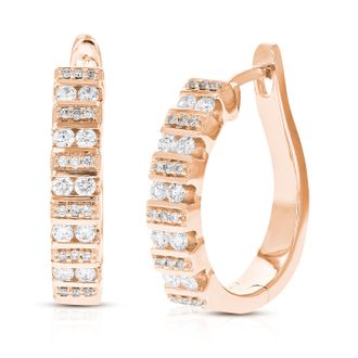 Vir Jewels 1/2 cttw Round Lab Grown Diamond hoop earrings.925 Sterling Silver Channel/Prong Set