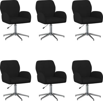 vidaXL Sillas De Escritorio Giratorias 6 Uds. 54 X 58 X 90 Cm Negro Vidaxl