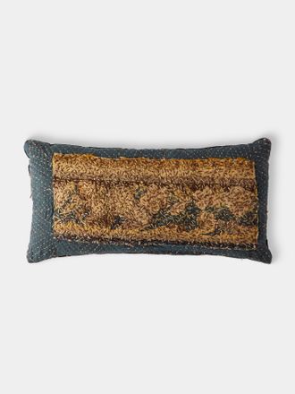 By Walid 17th-Century Flemish Tapestry Linen and Velvet Cushion (12in/30cm)