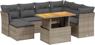 vidaXL Vidaxl - Set De Sof&aacute;s De Jard&iacute;n 8 Pzas Y Cojines Rat&aacute;n Sint&eacute;tico Gris