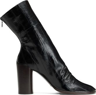Christophe Lemaire 80mm Glove Eel leather block-heel boots - women - Calf Leather/Calf Leather/Calf Leather - 36 - Black