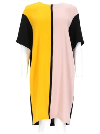 One Colorblock Mini Dress with Relaxed Fit and Contrasting Details