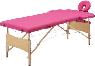 vidaXL Mesa De Masaje Plegable De 2 Zonas Madera Rosa
