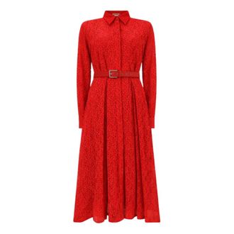 Max Mara Shirt Dresses, female, Red, Size: S Long Chemisier Dress