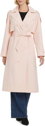 Kate Spade New York Water Resistant Double Breasted Trench Coat in Peach Tea at Nordstrom, Size X-Large