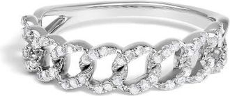 House of Brilliance 925 Sterling Silver 1/4 ctw Diamond Curb Link Band Ring at Nordstrom, Size 7