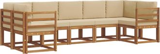 vidaXL Conjunto De Sof&aacute;s De Exterior 7 Uds. Natural Y Beige Vidaxl