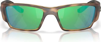 Costa Corbina Pro 61mm Rectangular Sunglasses in Matte Tortoise/Green 580G at Nordstrom