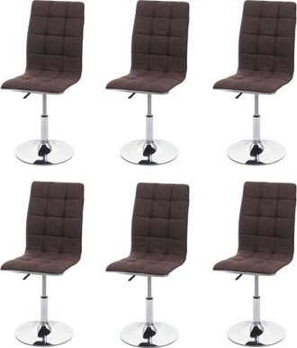 Hhg Hhg - Nunca Usado] Lote De 6 Sillas De Comedor 105, Silla De Cocina, Giratoria Regulable En Altura, Tela/textil Mvg, Marr&oacute;n
